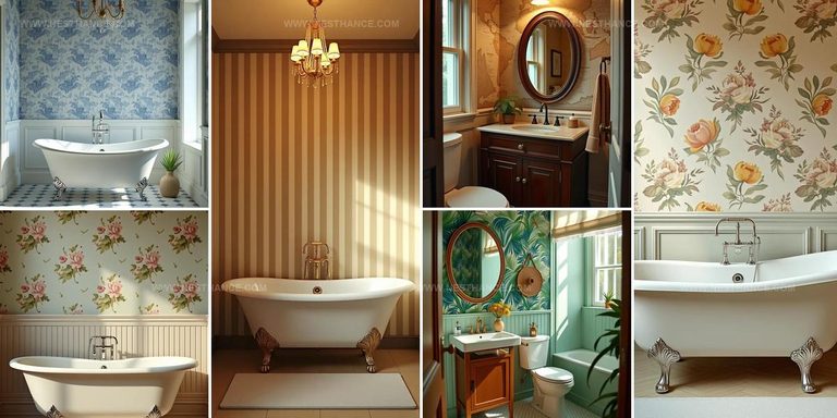 7229579 Vintage Bathroom Wallpaper