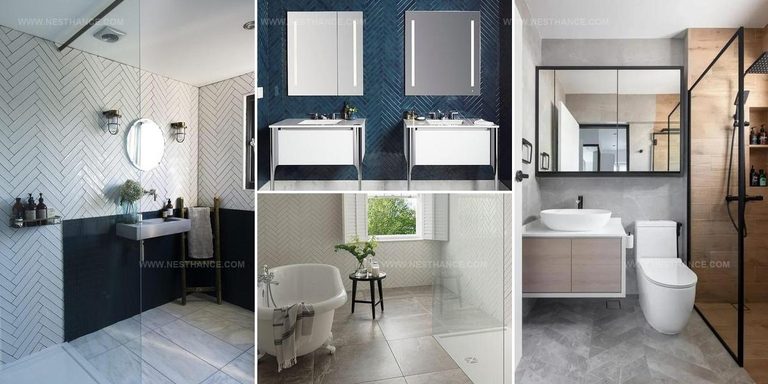 9012229 Herringbone Tile Bathroom Decor Ideas