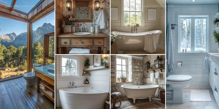 2112722 Compact Little Cabin Bathroom Ideas