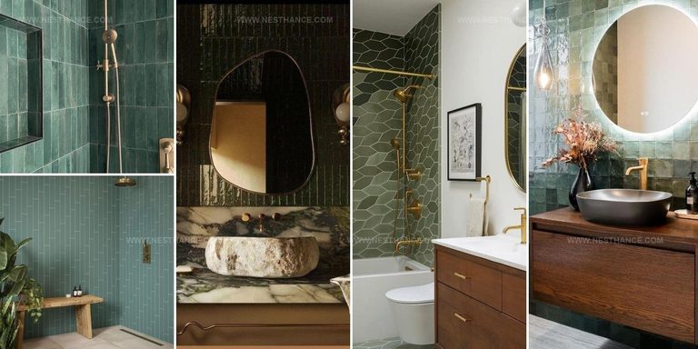 3466507 Green Tile Bathroom