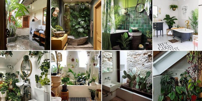 8389066 Plant Filled Tropical Bathroom Designs
