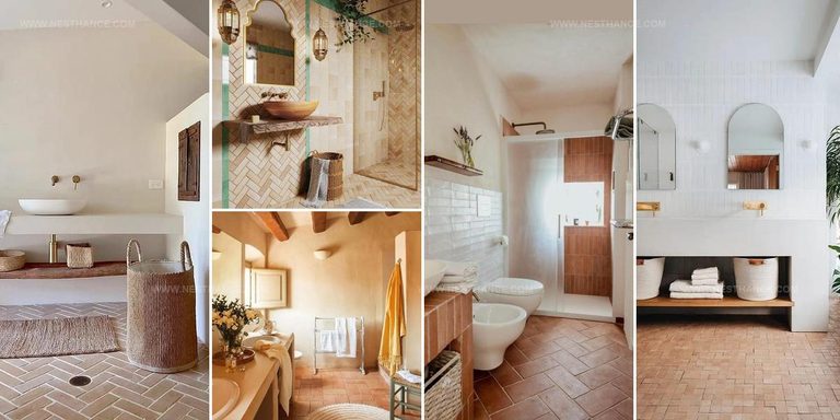 9754560 Terracotta Tile Bathroom Decor Ideas