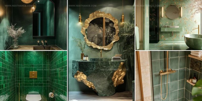 3181099 Green And Gold Bathroom