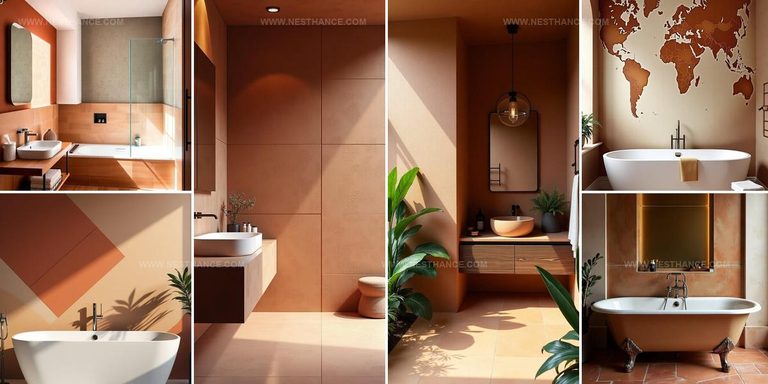 2756607 Terracotta Accent Wall Bathroom