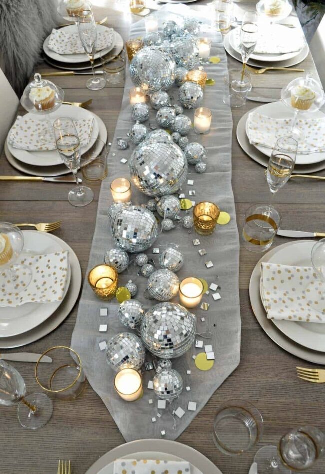 Sparkling Disco Ball with Silver and Gold Highlights