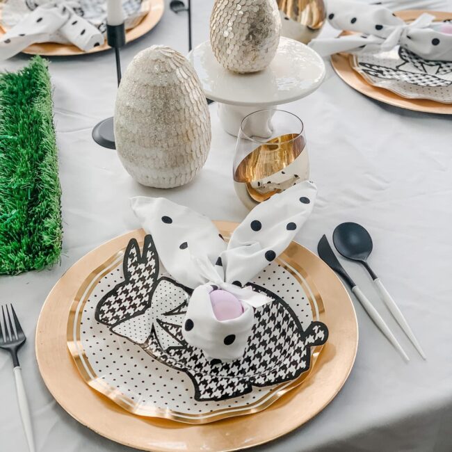 Charming Polka-Dot Bunny Table Decor