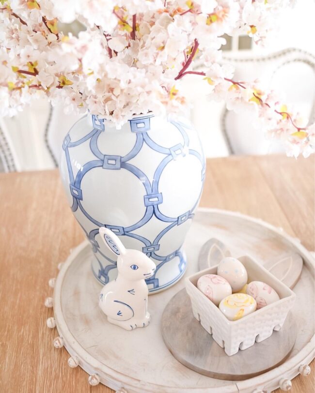 Cherry Blossom Vase with Bunny Detail