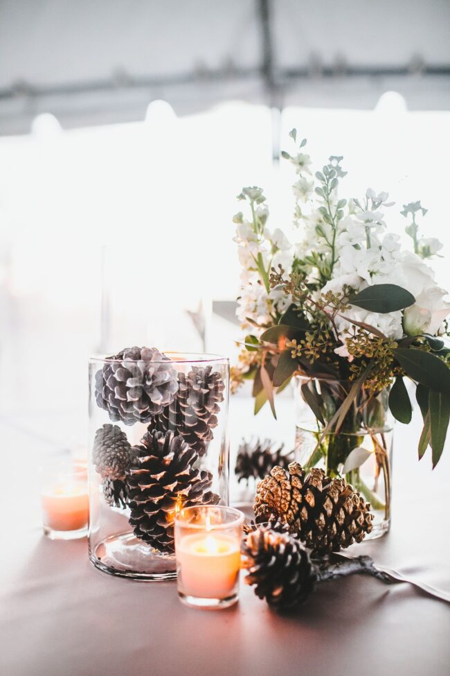 A Soft Glow with Pinecones & Candles