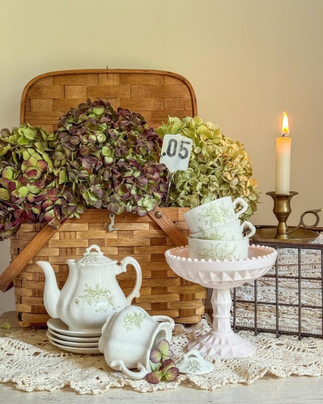 Charming Rustic Tea Set with Botanicals