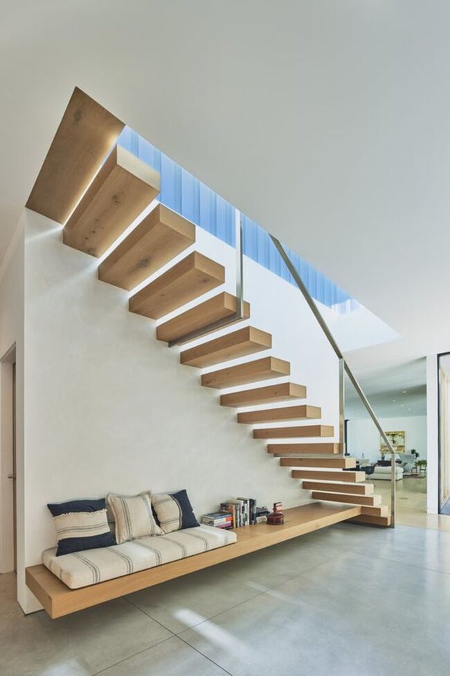 Floating Staircase with Integrated Seating