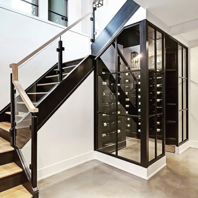 Modern Wine Cellar Below the Stairs