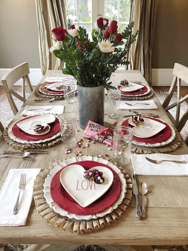 Charming Heart Plates Adorned with Roses