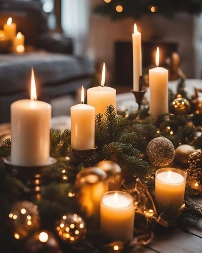 Candlelit Ambiance and Golden Decorations
