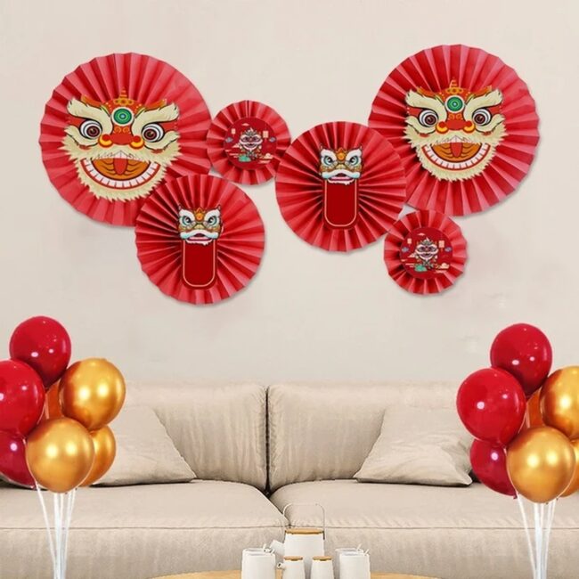 Festive Lion Dance Art with Balloons