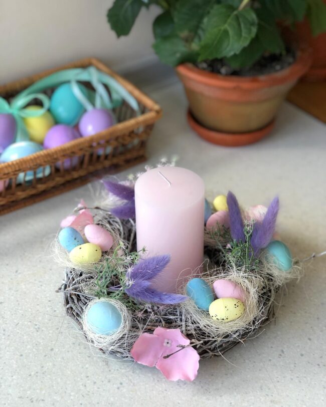 Easter-Themed Pastel Candle Arrangement
