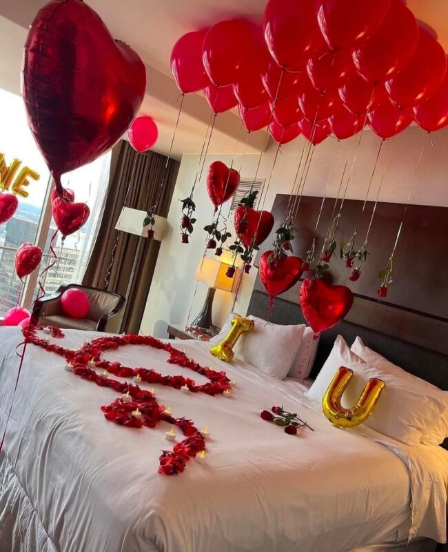 Captivating Love-Themed Bed Arrangement