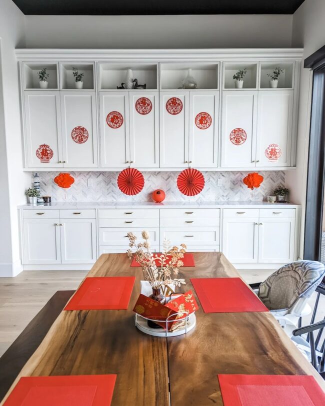 Dynamic Kitchen with Striking Red Accents
