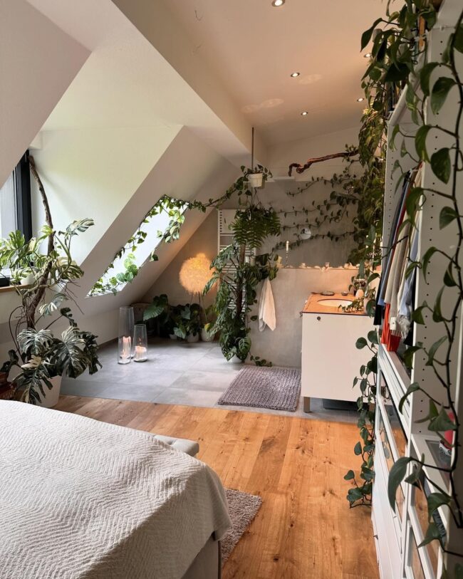 Bedroom with an Indoor Jungle Feel