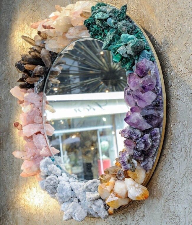 Mirror Framed with Crystal Embellishments