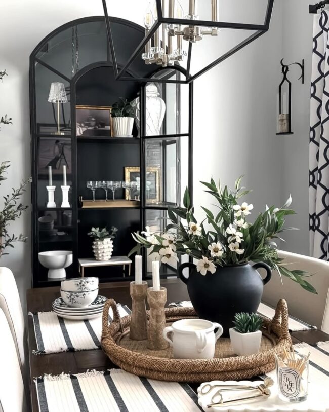 Striking Black and White Floral Centerpiece
