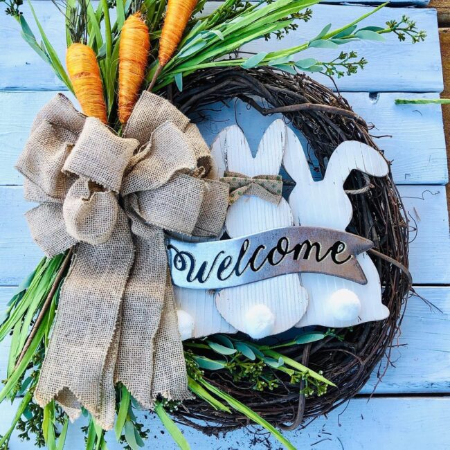 Charming Burlap Bunny Wreath Design