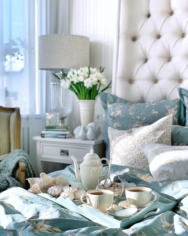 Charming Breakfast in Bed with Blooms