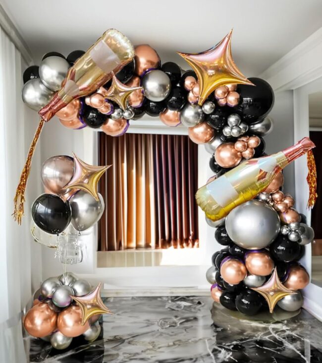 Champagne Balloon Arch for Festive Celebrations