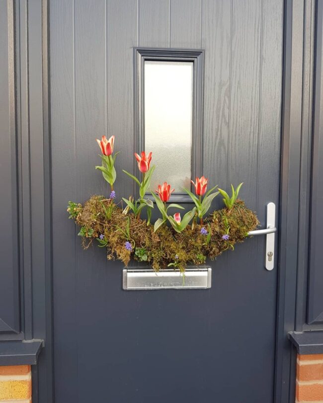 Charming Moss and Tulip Door Décor