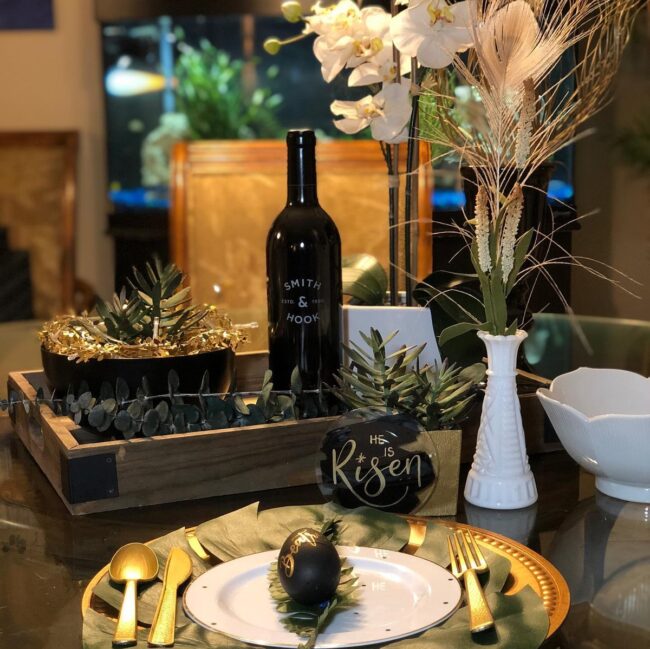Charming Rustic Easter Table with Gold Touches