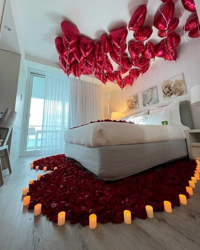 Romantic Candlelight with Rose Petals