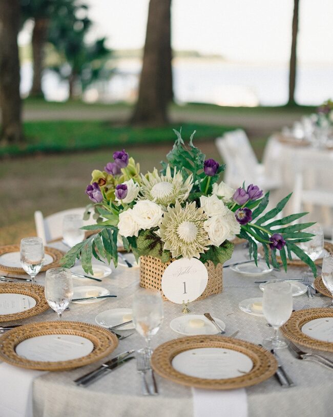 Lush Tropical Floral Table Arrangement
