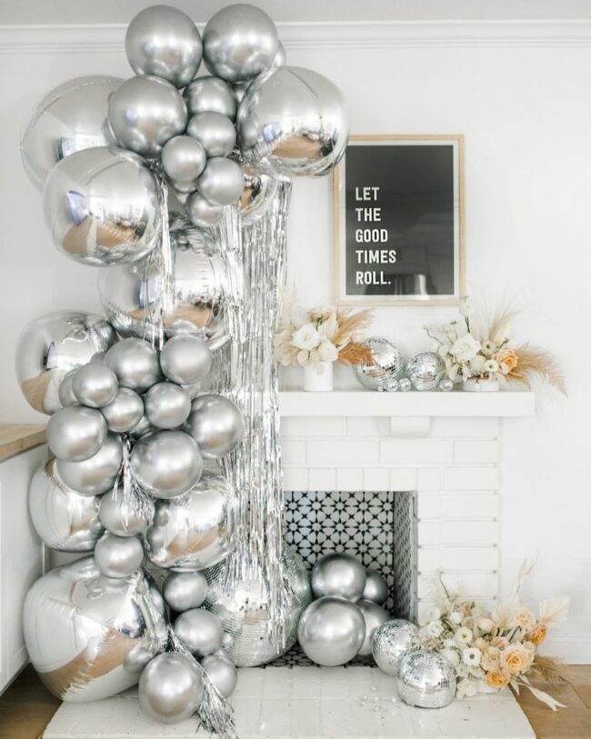 Shimmering Silver Fireplace Showcase