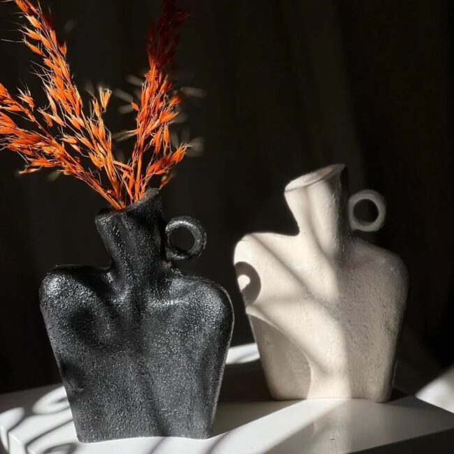 Bold Black and White Vase Contrast
