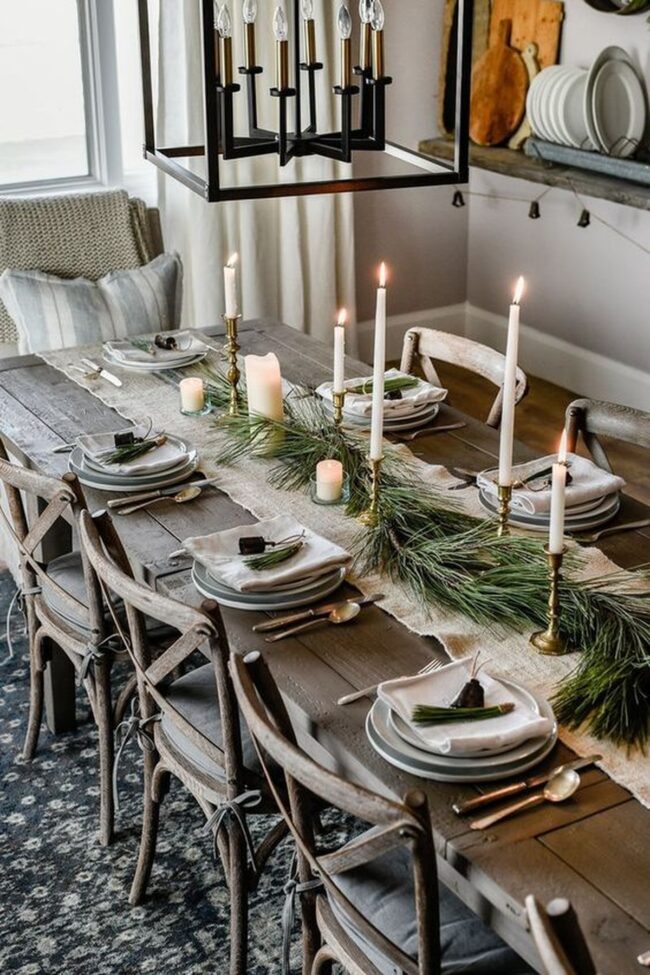 Pine Garland for a Simple, Elegant Setting