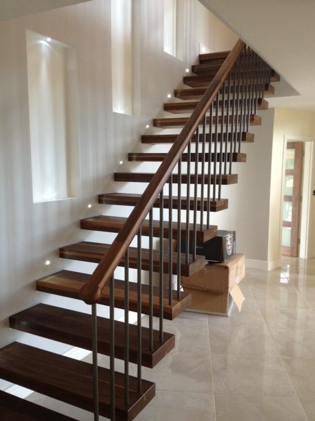 Wooden Floating Steps with LED Accents