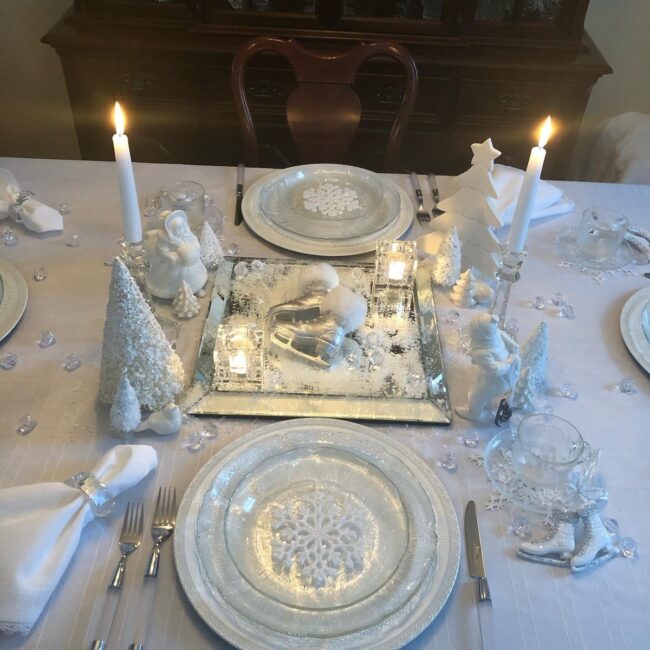 Frosted White Table for a Holiday Touch