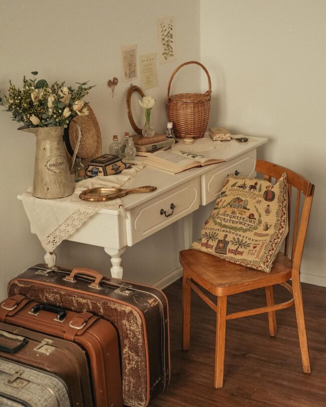 Charming Vintage Vanity with Spring Accents