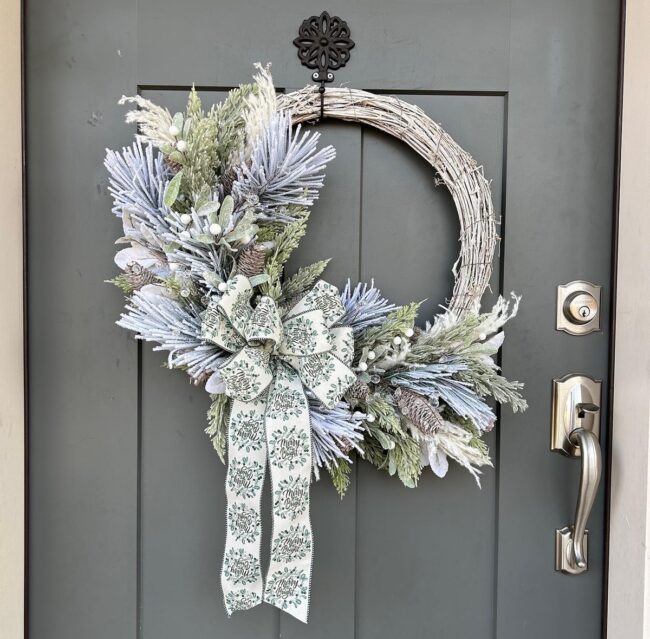 A Frosty Wreath with a Delicate Bow