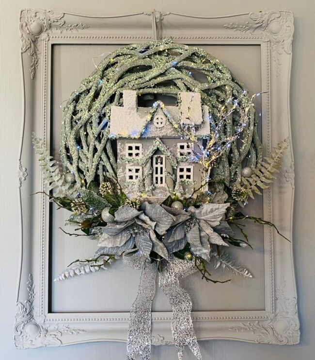 A Snowy House Wreath for a Cozy Entry