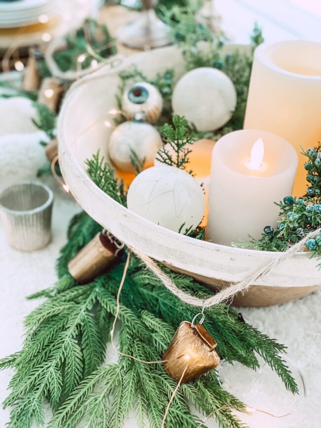 Warm Candles and Rustic Greenery