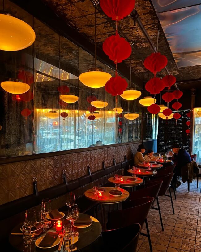 Red Lanterns Illuminate a Contemporary Space