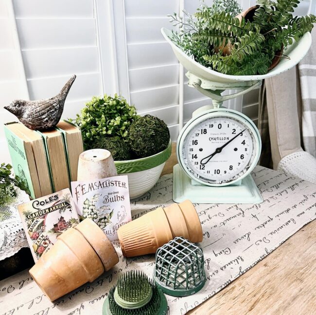 Vintage Treasures Enhanced by Lush Greenery