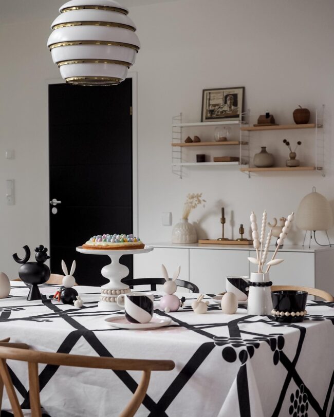 Chic Monochrome Easter Dining Setup