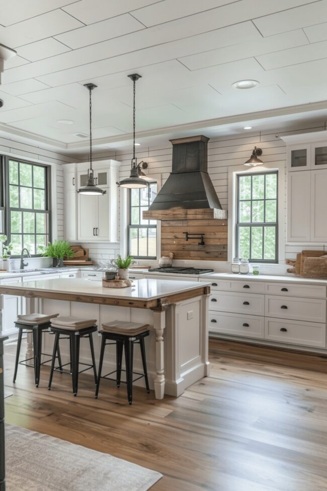 Charming White Shiplap Farmhouse Walls