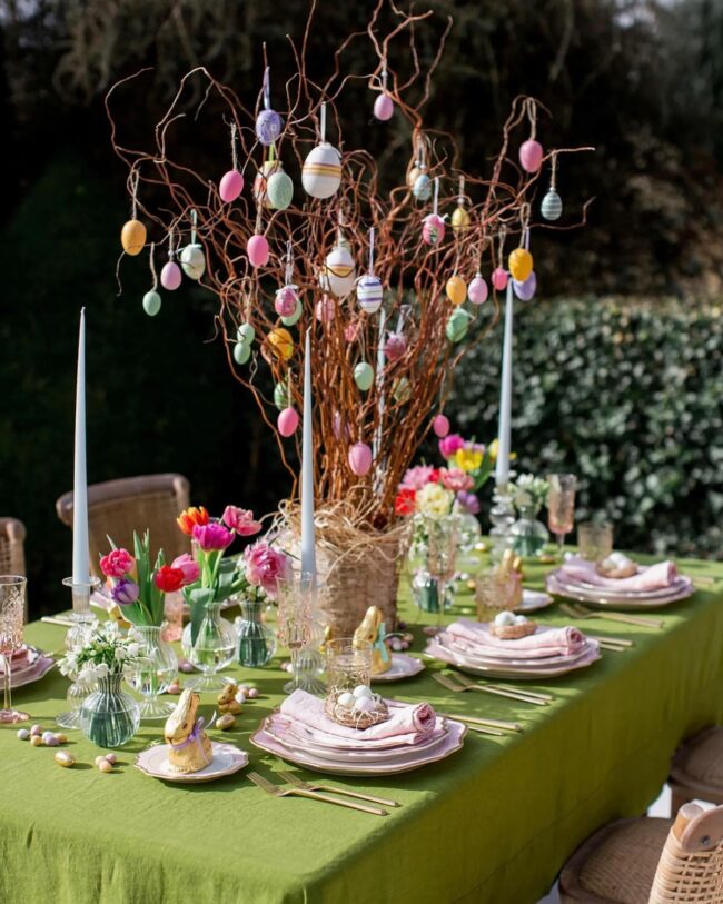 Colorful Egg Tree Display for Outdoors