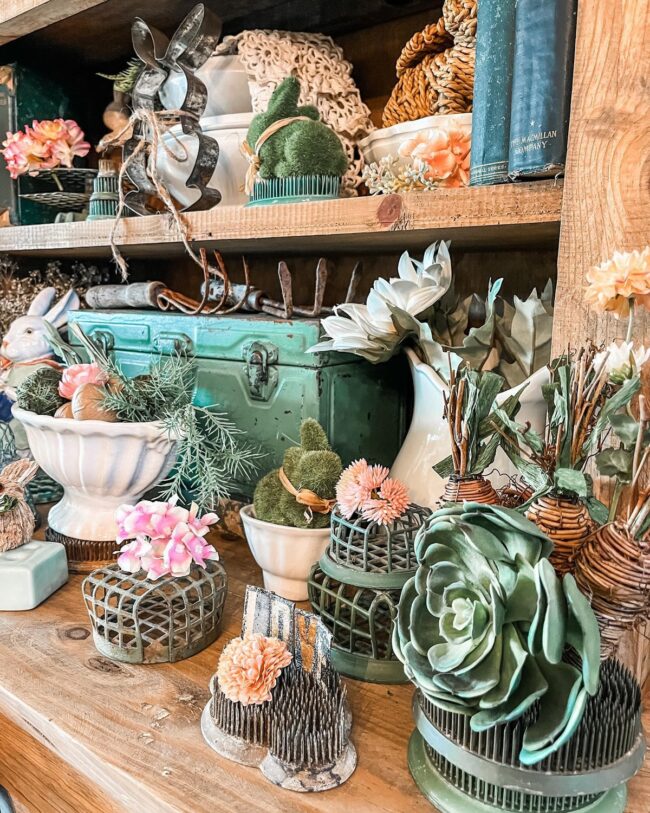 Nature-Infused Shelf with Floral Accents