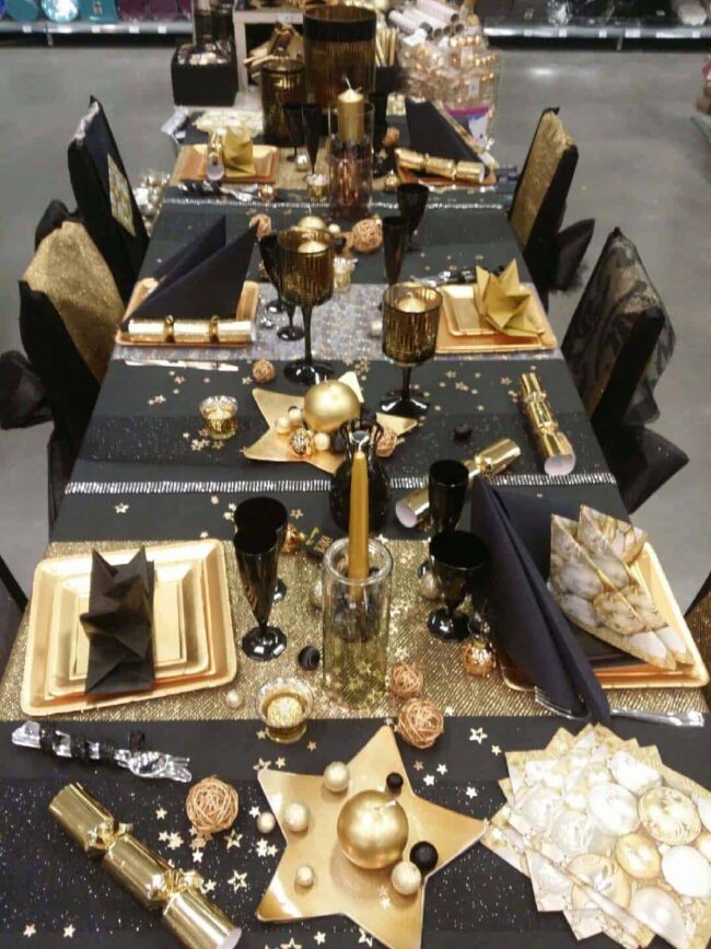 Opulent Black and Gold Dining Display