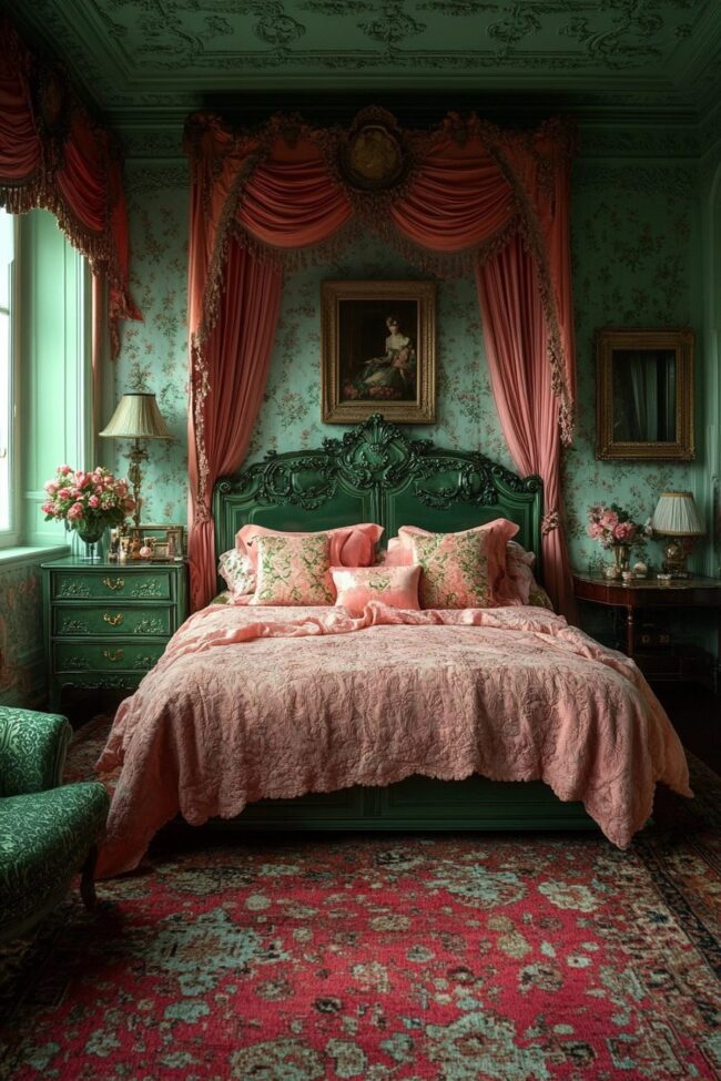 Vibrant Jadeite and Soft Pink Retreat