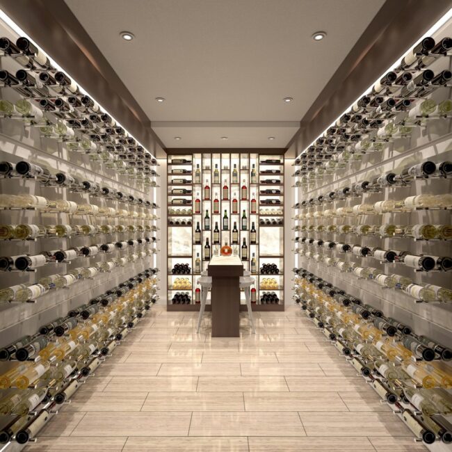 Minimalist Wine Cellar with Central Feature