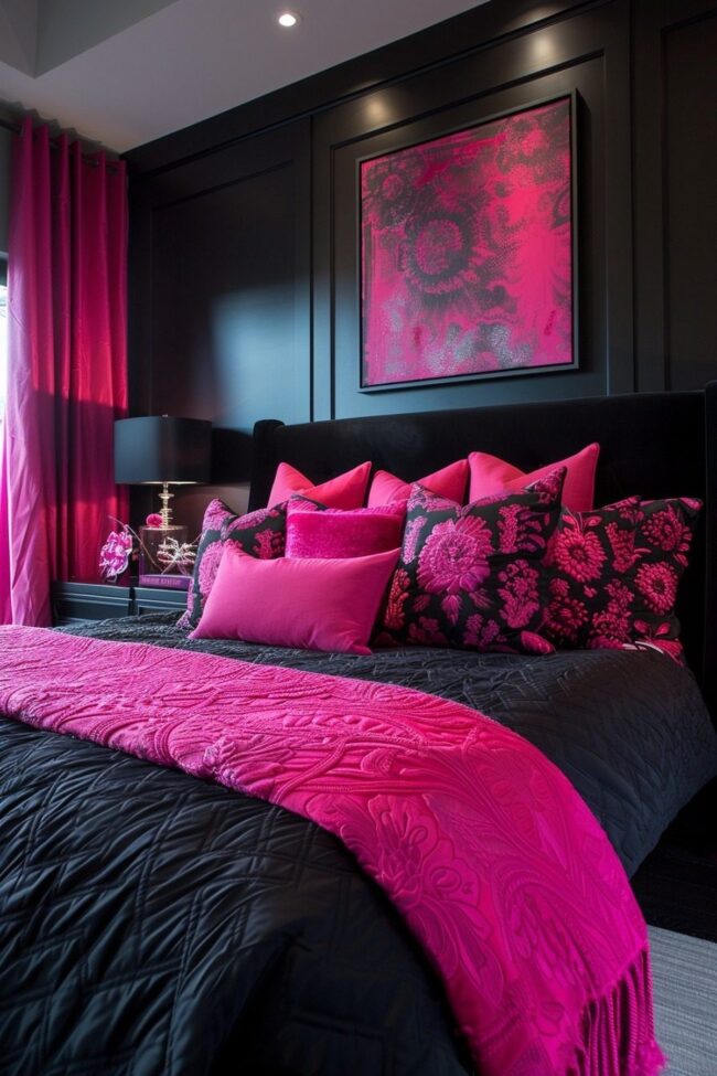 Striking Pink Highlights Against Dark Background